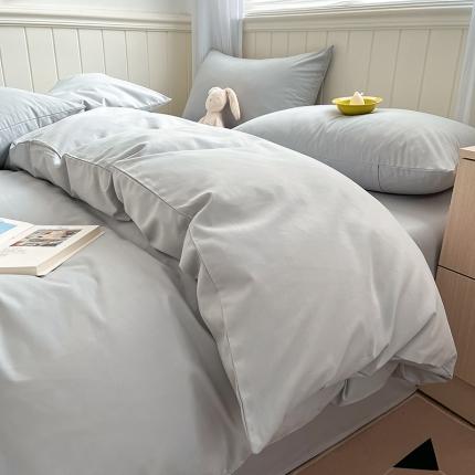 91家纺网 家纺一手货源 找家纺 蓝邻 2023新款全棉磨毛四件套 浅灰