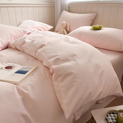 91家纺网 家纺一手货源 找家纺 蓝邻 2023新款全棉磨毛四件套 桃花粉