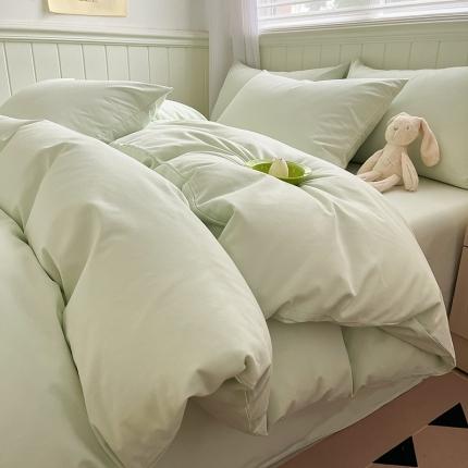 91家纺网 家纺一手货源 找家纺 蓝邻 2023新款全棉磨毛单品被套 清新绿