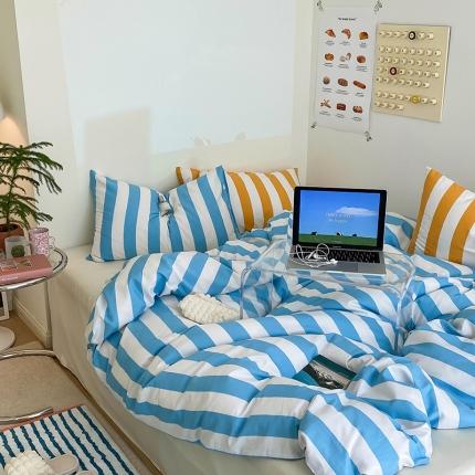 91家纺网 家纺一手货源 找家纺 （总）红馆 2022新品全棉印花40s四件套-条纹系列