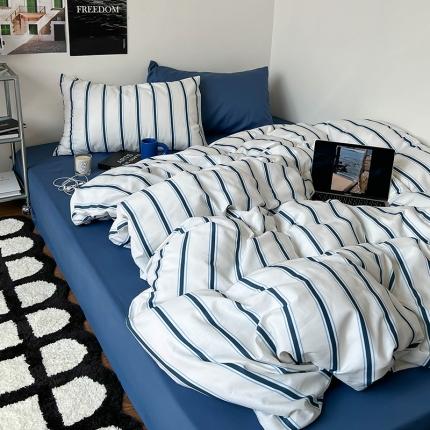 91家纺网 家纺一手货源 找家纺 （总）红馆 2022新品全棉印花40s四件套-条纹系列