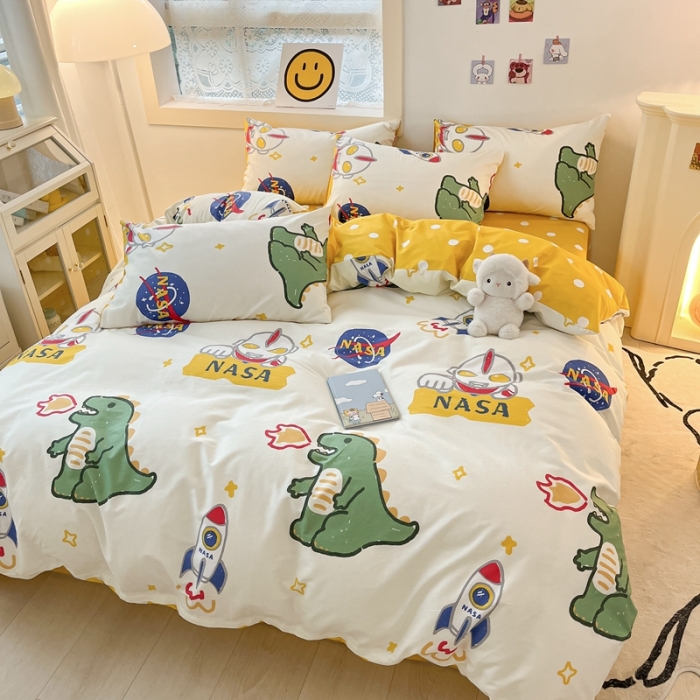 91家纺网 家纺一手货源 找家纺 金丝鸟 2022秋冬新品全棉四件套 打怪兽