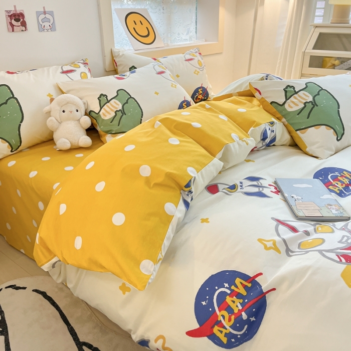 91家纺网 家纺一手货源 找家纺 金丝鸟 2022秋冬新品全棉四件套 打怪兽