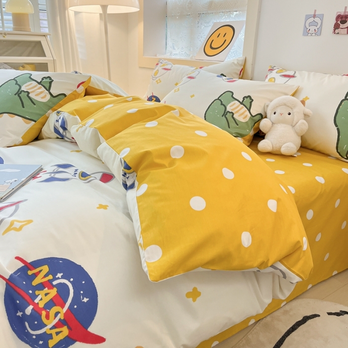 91家纺网 家纺一手货源 找家纺 金丝鸟 2022秋冬新品全棉四件套 打怪兽