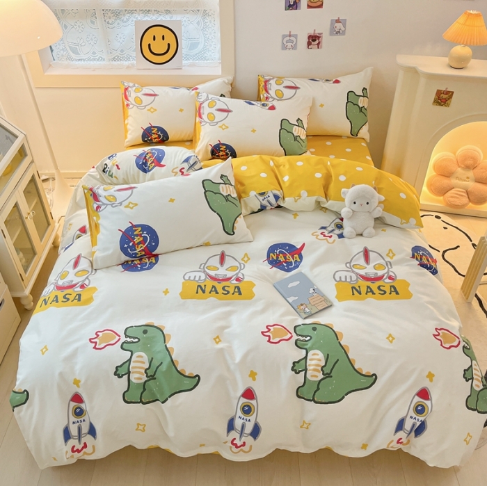 91家纺网 家纺一手货源 找家纺 金丝鸟 2022秋冬新品全棉四件套 打怪兽