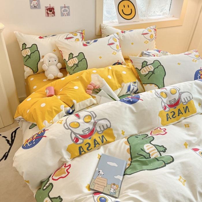 91家纺网 家纺一手货源 找家纺 金丝鸟 2022秋冬新品全棉四件套 打怪兽