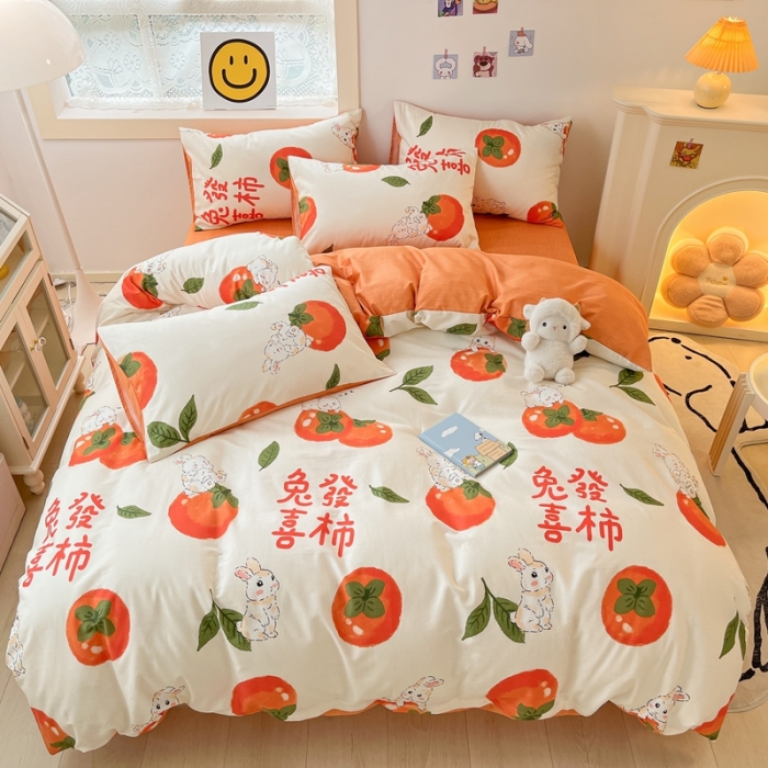 91家纺网 家纺一手货源 找家纺 金丝鸟 2022秋冬新品全棉四件套 发财兔