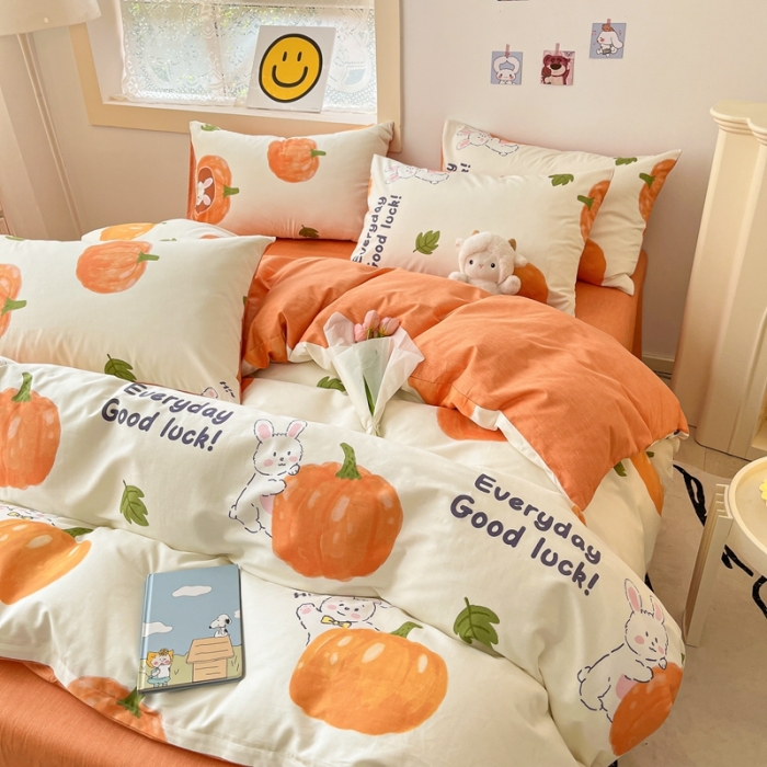 91家纺网 家纺一手货源 找家纺 金丝鸟 2022秋冬新品全棉四件套 南瓜兔兔