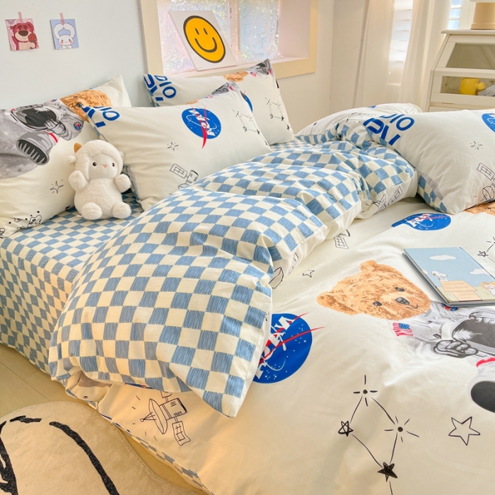 91家纺网 家纺一手货源 找家纺 金丝鸟 2022秋冬新品全棉四件套 太空熊