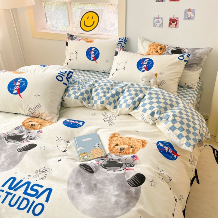 91家纺网 家纺一手货源 找家纺 金丝鸟 2022秋冬新品全棉四件套 太空熊