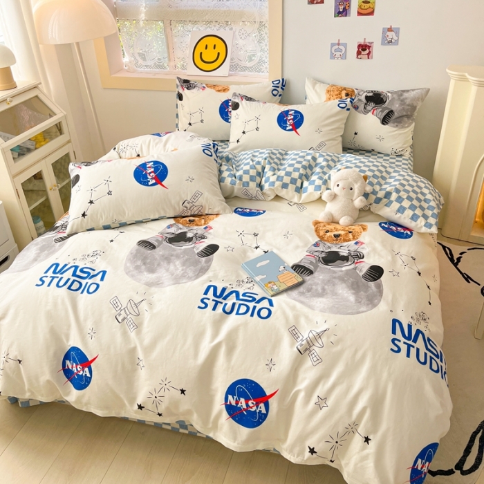 91家纺网 家纺一手货源 找家纺 金丝鸟 2022秋冬新品全棉四件套 太空熊