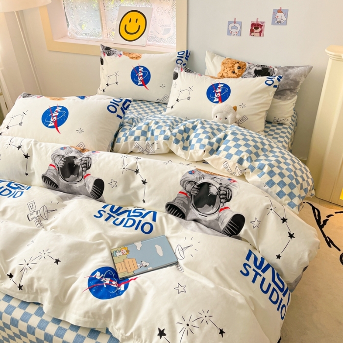 91家纺网 家纺一手货源 找家纺 金丝鸟 2022秋冬新品全棉四件套 太空熊