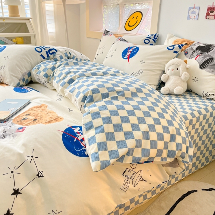 91家纺网 家纺一手货源 找家纺 金丝鸟 2022秋冬新品全棉四件套 太空熊