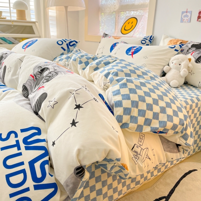 91家纺网 家纺一手货源 找家纺 金丝鸟 2022秋冬新品全棉四件套 太空熊