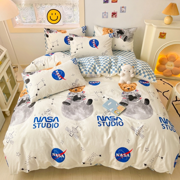 91家纺网 家纺一手货源 找家纺 金丝鸟 2022秋冬新品全棉四件套 太空熊