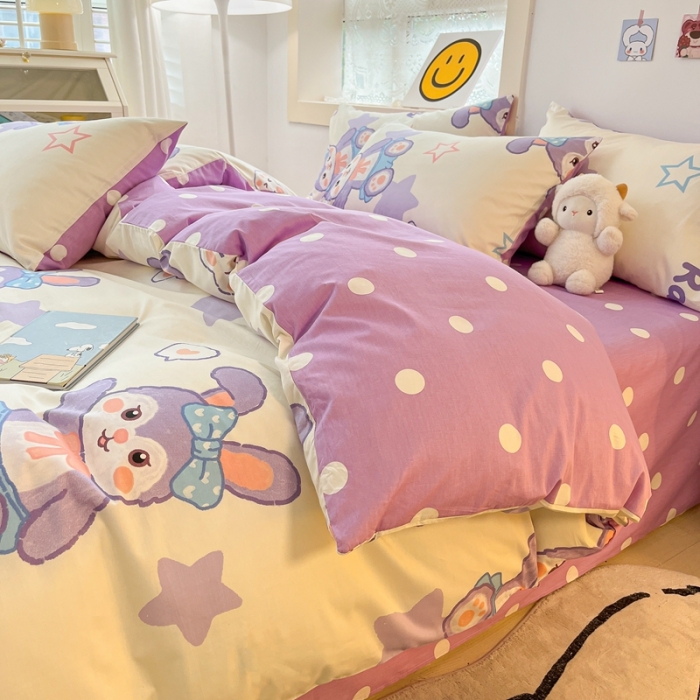 91家纺网 家纺一手货源 找家纺 金丝鸟 2022秋冬新品全棉四件套 星黛兔