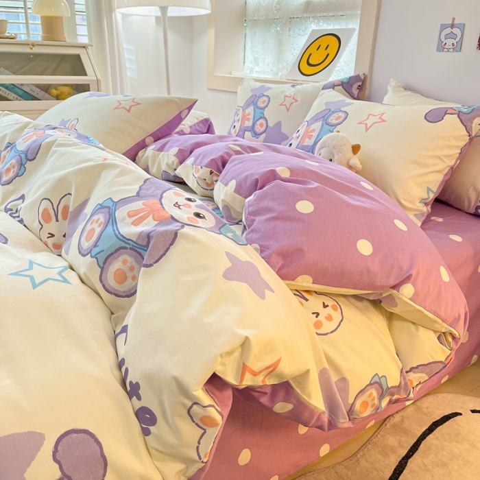 91家纺网 家纺一手货源 找家纺 金丝鸟 2022秋冬新品全棉四件套 星黛兔