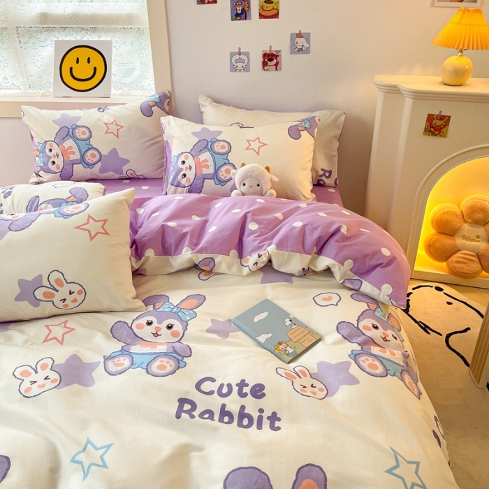 91家纺网 家纺一手货源 找家纺 金丝鸟 2022秋冬新品全棉四件套 星黛兔