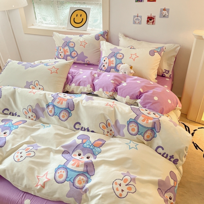 91家纺网 家纺一手货源 找家纺 金丝鸟 2022秋冬新品全棉四件套 星黛兔