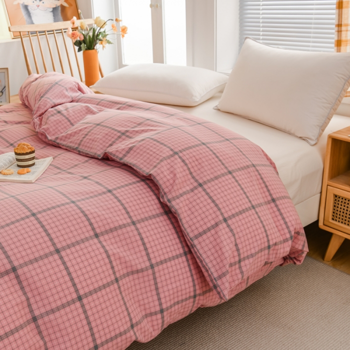 91家纺网 家纺一手货源 找家纺 柠萌家居 2022新款A类全棉色织水洗棉单被套 瓦尔粉