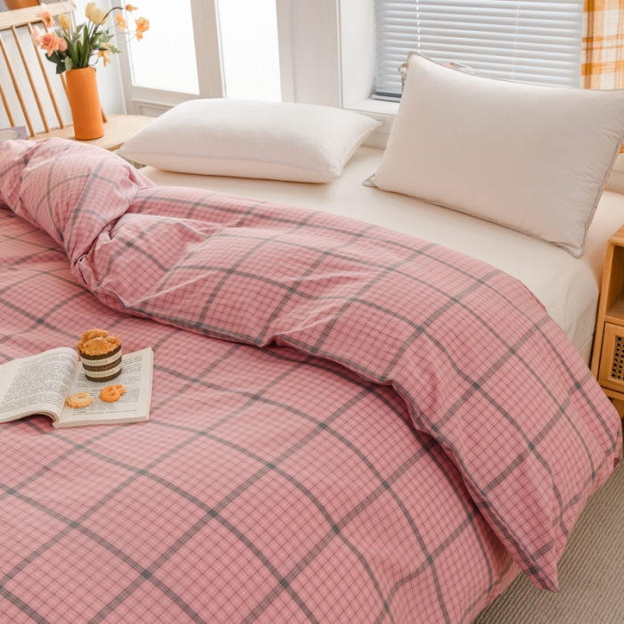 91家纺网 家纺一手货源 找家纺 柠萌家居 2022新款A类全棉色织水洗棉单被套 瓦尔粉