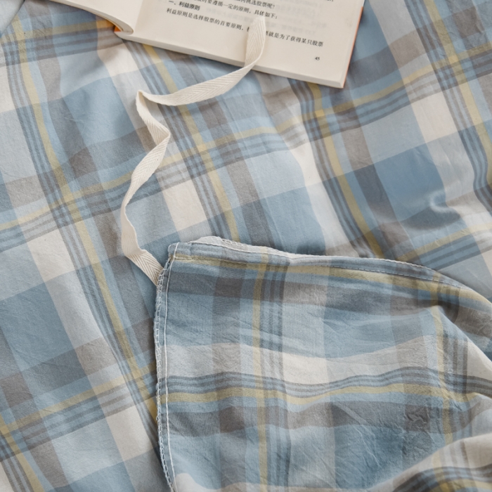 91家纺网 家纺一手货源 找家纺 柠萌家居 2022新款A类全棉色织水洗棉单被套 遇见兰格