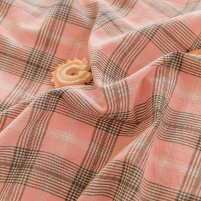 91家纺网 家纺一手货源 找家纺 柠萌家居 2022新款A类全棉色织水洗棉单床单 芳华粉