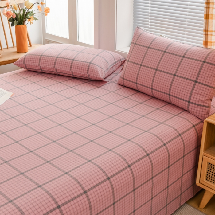 91家纺网 家纺一手货源 找家纺 柠萌家居 2022新款A类全棉色织水洗棉单床单 瓦尔粉