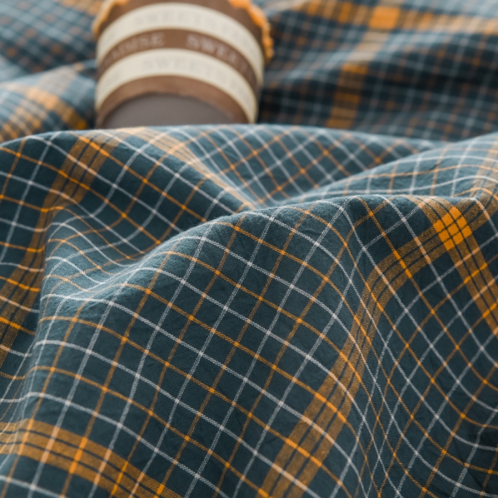 91家纺网 家纺一手货源 找家纺 柠萌家居 2022新款A类全棉色织水洗棉单床单 瓦尔灰