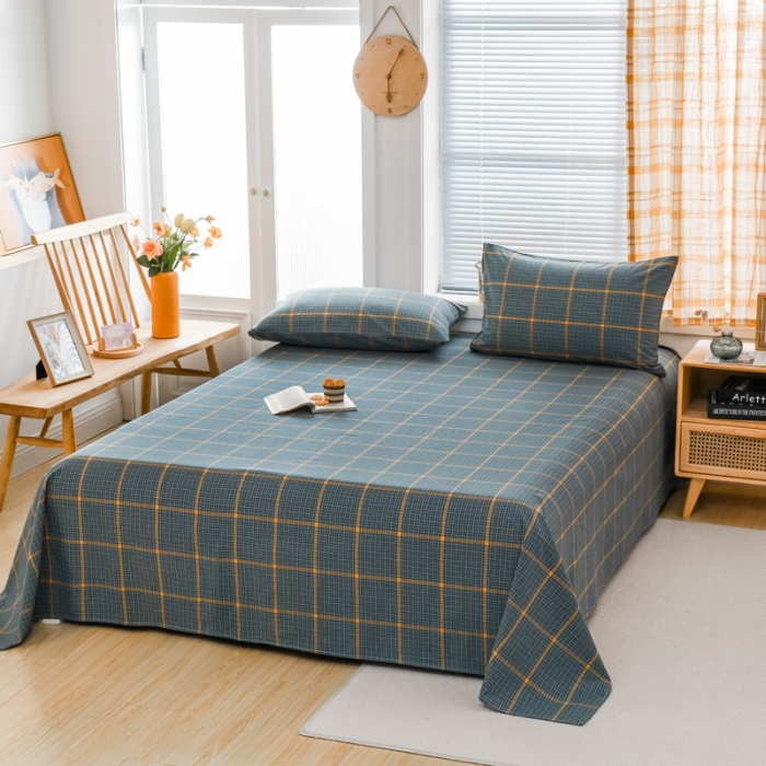 91家纺网 家纺一手货源 找家纺 柠萌家居 2022新款A类全棉色织水洗棉单床单 瓦尔灰