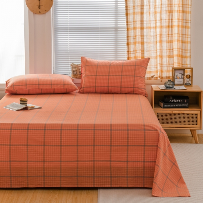 91家纺网 家纺一手货源 找家纺 柠萌家居 2022新款A类全棉色织水洗棉单床单 瓦尔桔