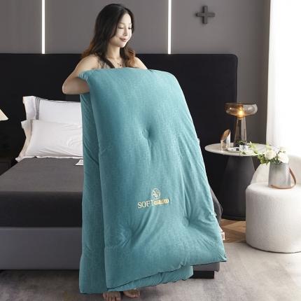 91家纺网 家纺一手货源 找家纺 丽卡家纺 2023新款舞动字母炙热秋冬被 孔雀绿