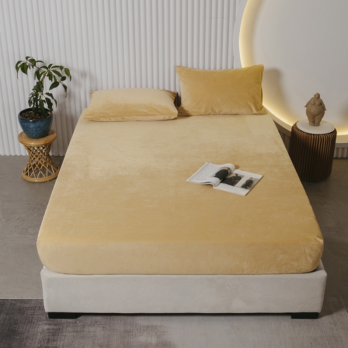 91家纺网 家纺一手货源 找家纺 小米笠 2021新款A类婴儿绒床笠 奶油咖