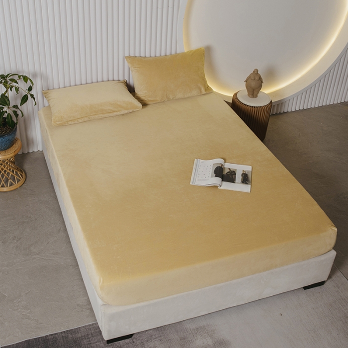 91家纺网 家纺一手货源 找家纺 小米笠 2021新款A类婴儿绒床笠 奶油咖