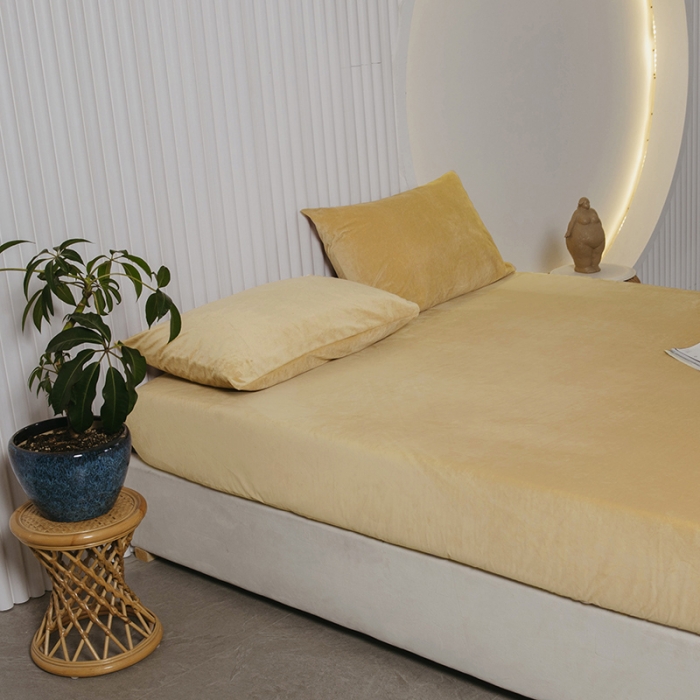 91家纺网 家纺一手货源 找家纺 小米笠 2021新款A类婴儿绒床笠 奶油咖