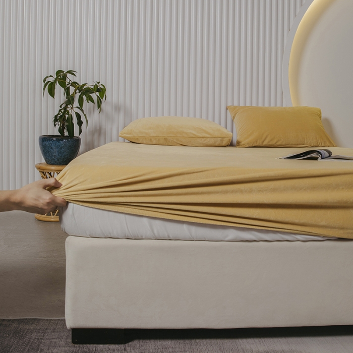 91家纺网 家纺一手货源 找家纺 小米笠 2021新款A类婴儿绒床笠 奶油咖