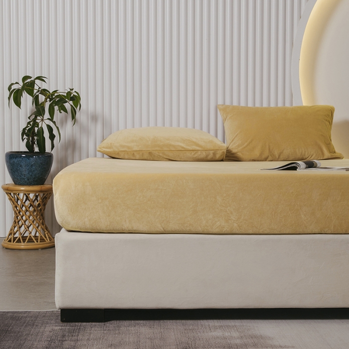 91家纺网 家纺一手货源 找家纺 小米笠 2021新款A类婴儿绒床笠 奶油咖