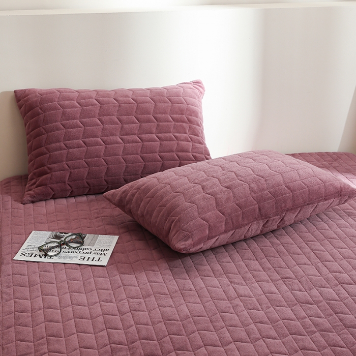 91家纺网 家纺一手货源 找家纺 小米笠 2022新款牛奶绒加绒床笠 深豆沙