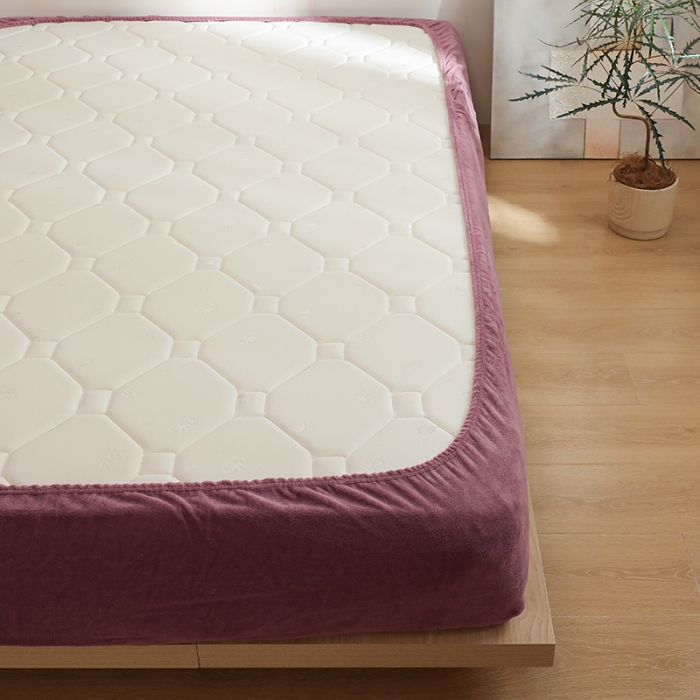 91家纺网 家纺一手货源 找家纺 小米笠 2022新款牛奶绒加绒床笠 深豆沙