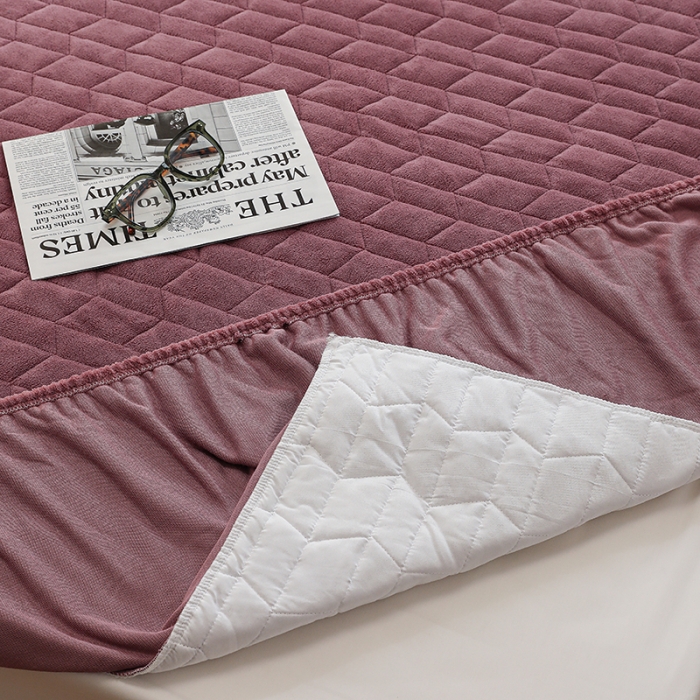 91家纺网 家纺一手货源 找家纺 小米笠 2022新款牛奶绒加绒床笠 深豆沙