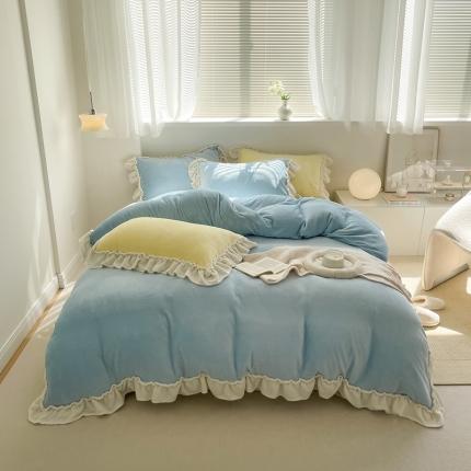 91家纺网 家纺一手货源 找家纺 （总）六巷胡同 2022新款法式浪漫系纯色牛奶绒四件套