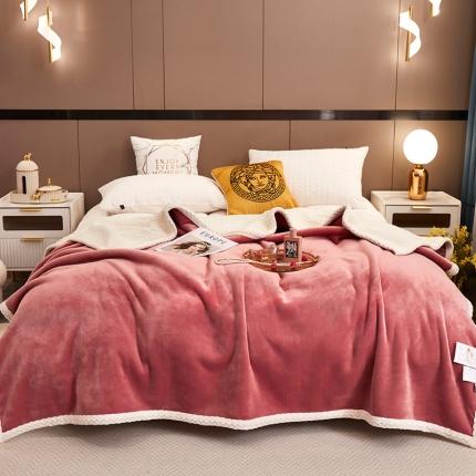 91家纺网 家纺一手货源 找家纺 （总）席之家 2023新款牛奶绒+羊羔绒纯色双面绒盖毯毛毯