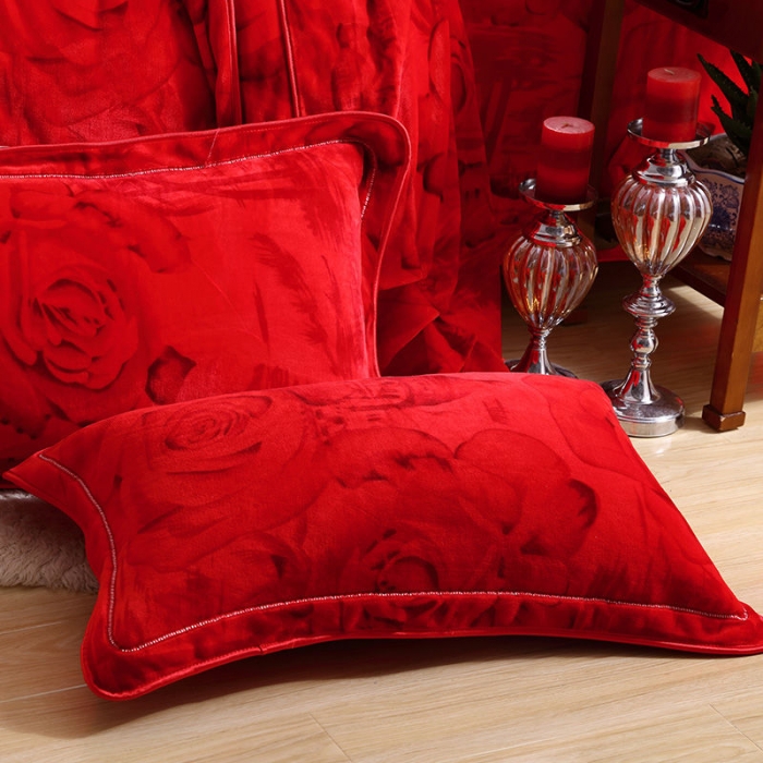 91家纺网 家纺一手货源 找家纺 丰淘2022新款金貂绒枕套 玫瑰恋曲