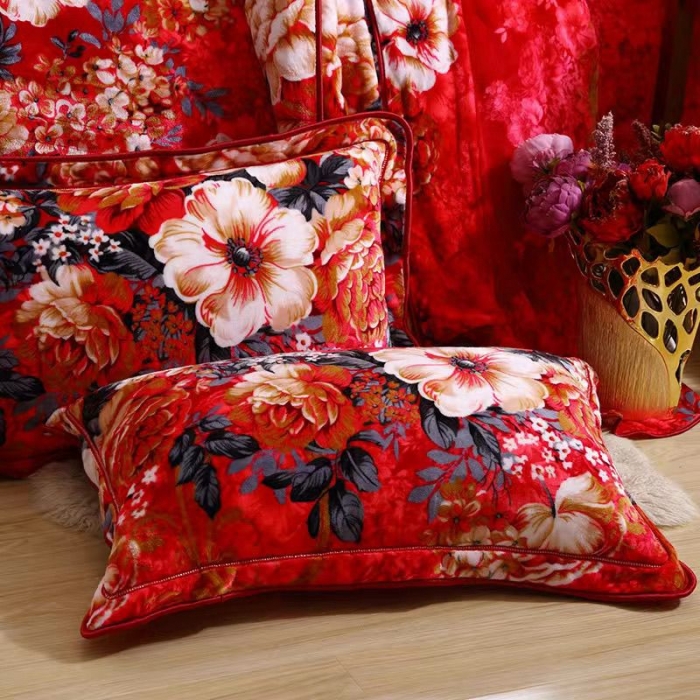 91家纺网 家纺一手货源 找家纺 丰淘2022新款金貂绒枕套 相思古韵