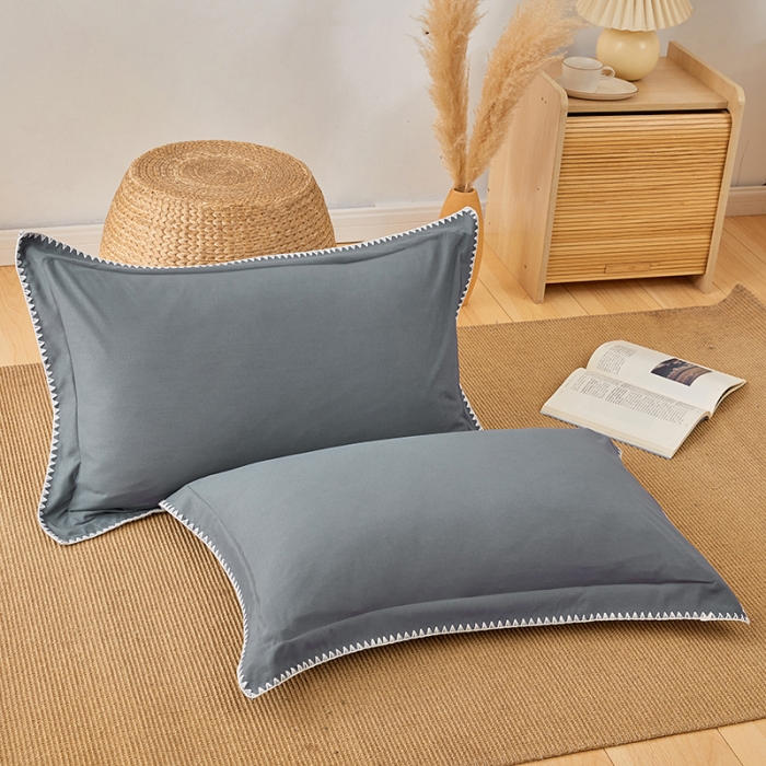 91家纺网 家纺一手货源 找家纺 丰淘2022新款贝壳边纯色枕套 贝壳边-海青蓝