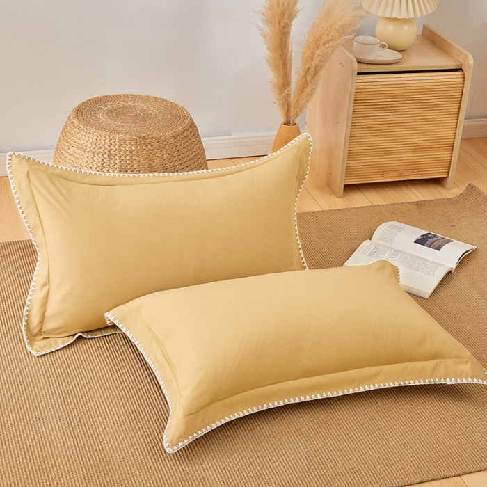 91家纺网 家纺一手货源 找家纺 丰淘2022新款贝壳边纯色枕套 贝壳边-浅米黄