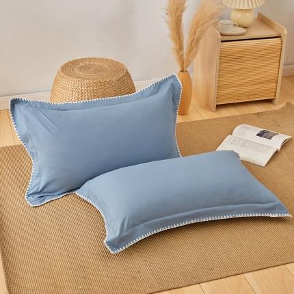 丰淘2022新款贝壳边纯色枕套 贝壳边-天空蓝