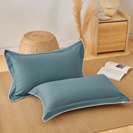 丰淘2022新款贝壳边纯色枕套 贝壳边-雾霾蓝