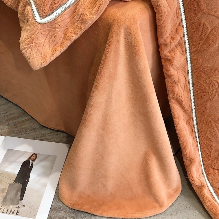 91家纺网 家纺一手货源 找家纺 沐白家纺 2022牛奶绒四件套-南茜 南茜-橙色