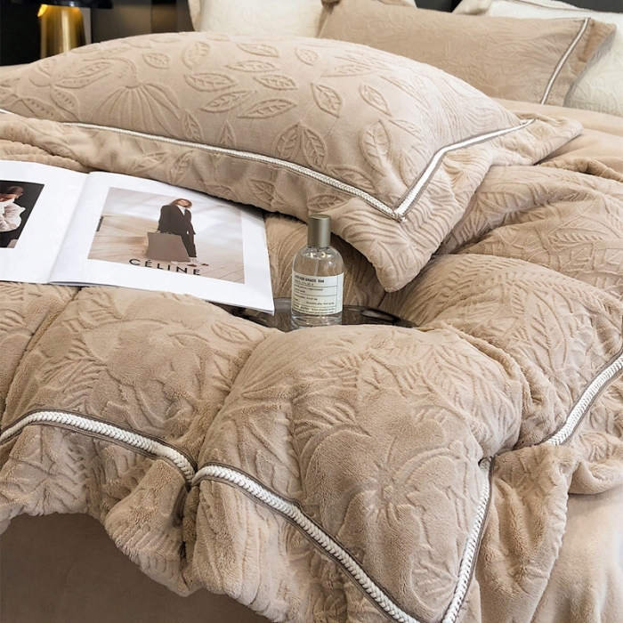 91家纺网 家纺一手货源 找家纺 沐白家纺 2022牛奶绒四件套-南茜 南茜-奶咖